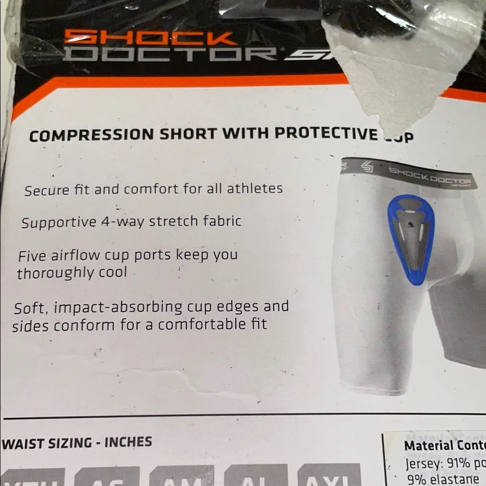 Shock Doctor Sport Compression Short With Cup - Gray & Blue